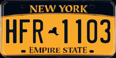 NY license plate HFR1103