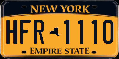 NY license plate HFR1110