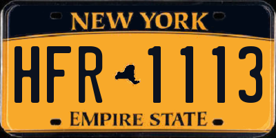 NY license plate HFR1113