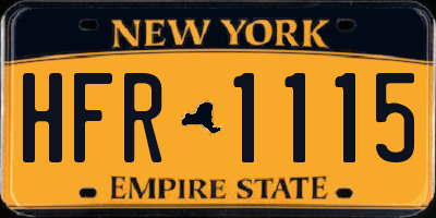 NY license plate HFR1115