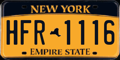 NY license plate HFR1116
