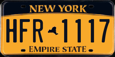 NY license plate HFR1117