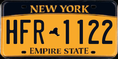 NY license plate HFR1122