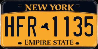 NY license plate HFR1135