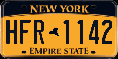 NY license plate HFR1142