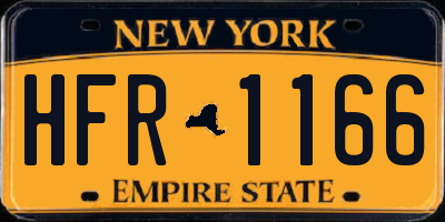 NY license plate HFR1166
