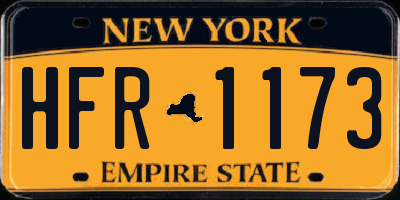NY license plate HFR1173