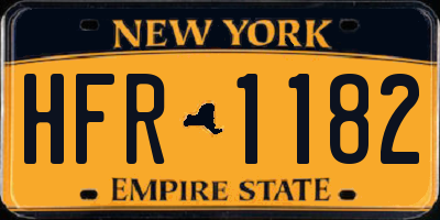 NY license plate HFR1182