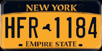 NY license plate HFR1184