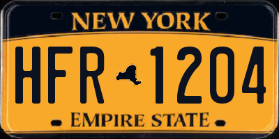 NY license plate HFR1204