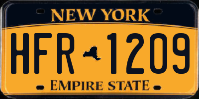 NY license plate HFR1209