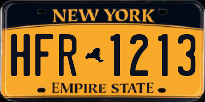 NY license plate HFR1213