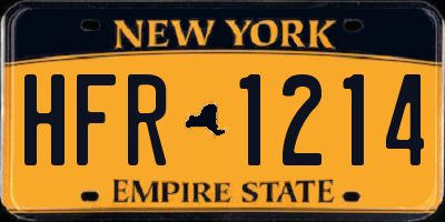NY license plate HFR1214