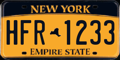 NY license plate HFR1233