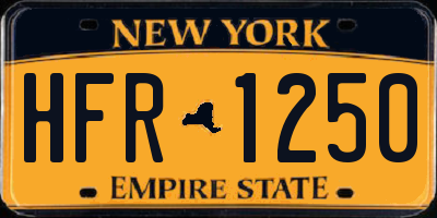 NY license plate HFR1250