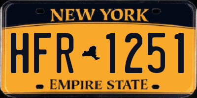 NY license plate HFR1251