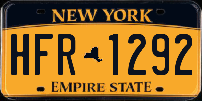 NY license plate HFR1292