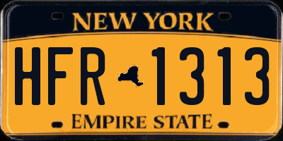 NY license plate HFR1313