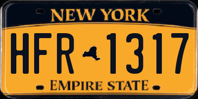 NY license plate HFR1317