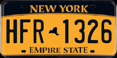 NY license plate HFR1326
