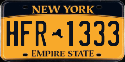 NY license plate HFR1333