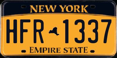 NY license plate HFR1337