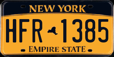 NY license plate HFR1385