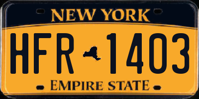 NY license plate HFR1403