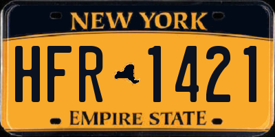 NY license plate HFR1421