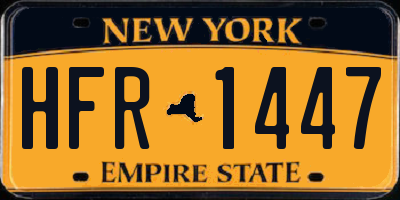 NY license plate HFR1447