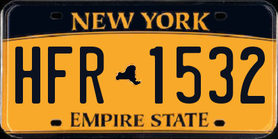 NY license plate HFR1532