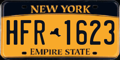 NY license plate HFR1623