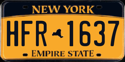 NY license plate HFR1637