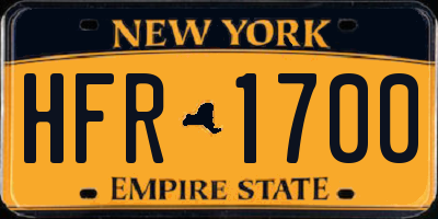 NY license plate HFR1700