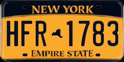 NY license plate HFR1783