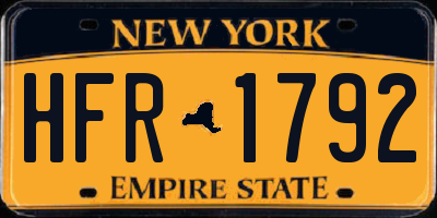 NY license plate HFR1792