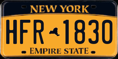 NY license plate HFR1830