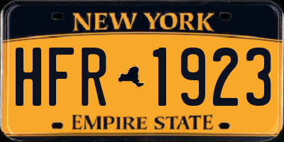 NY license plate HFR1923