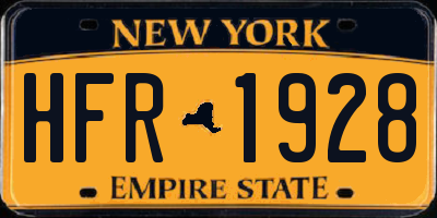 NY license plate HFR1928