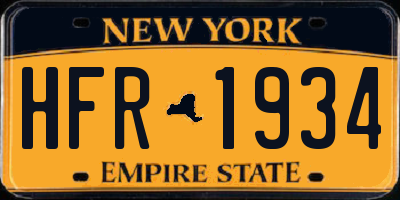 NY license plate HFR1934