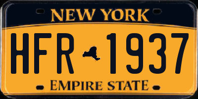 NY license plate HFR1937