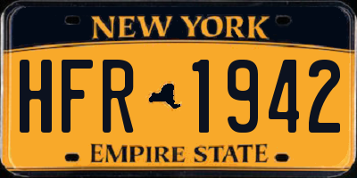 NY license plate HFR1942
