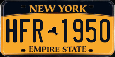 NY license plate HFR1950