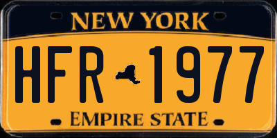 NY license plate HFR1977