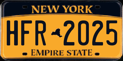 NY license plate HFR2025