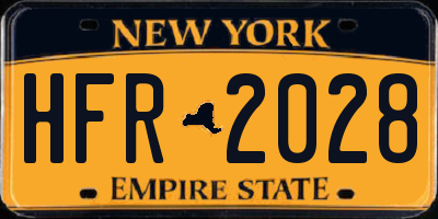 NY license plate HFR2028