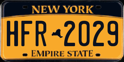 NY license plate HFR2029