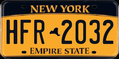 NY license plate HFR2032