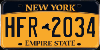 NY license plate HFR2034