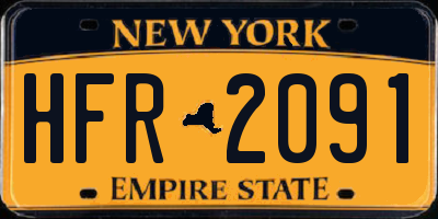 NY license plate HFR2091